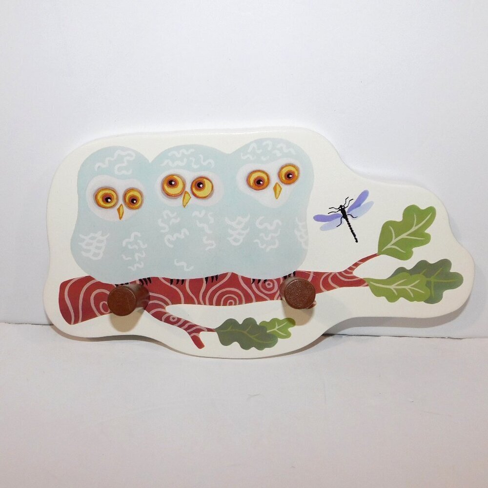 IKEA 3 Baby Owls on Branch Kids Bedroom Wall hanger peg hooks Vandring Uggla